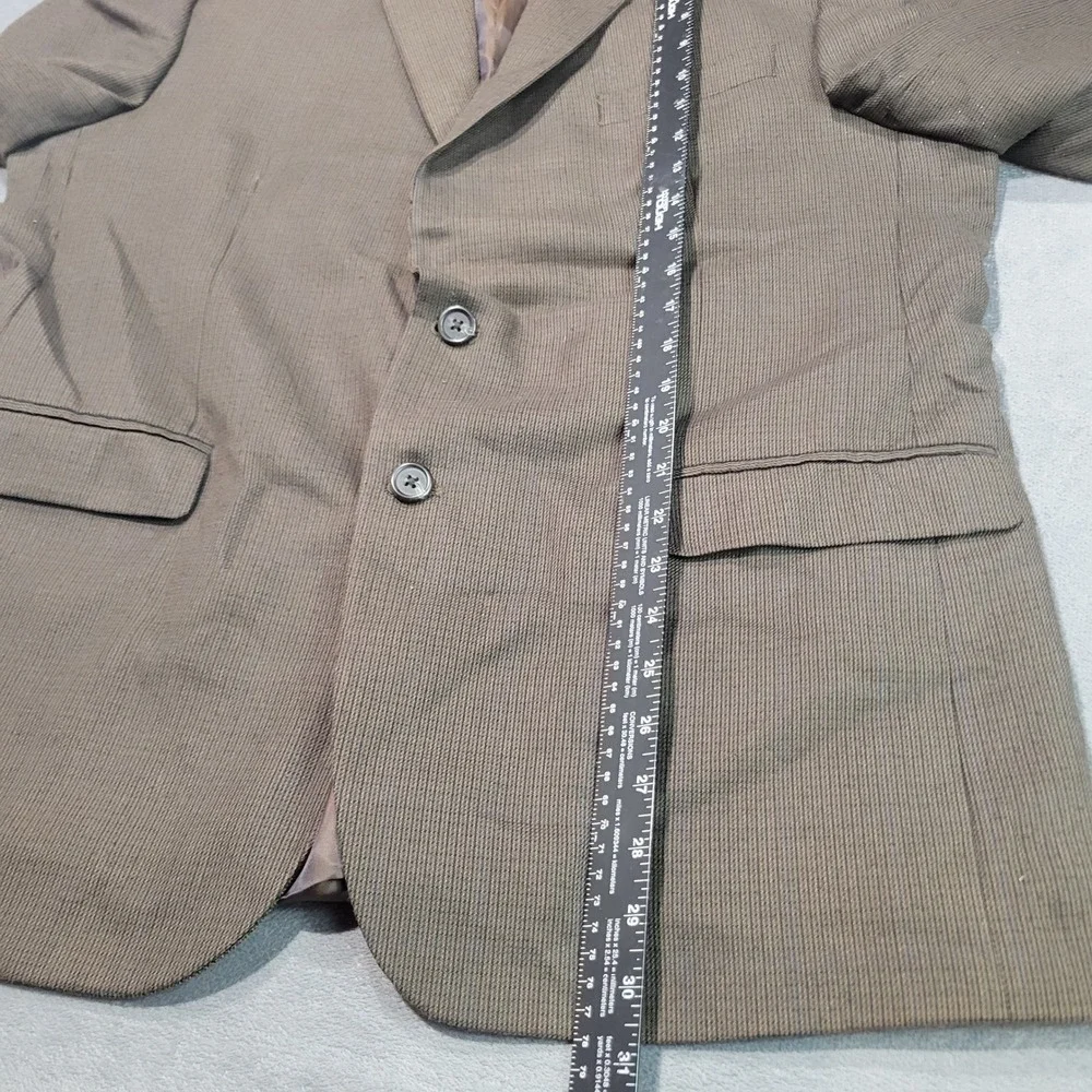 Chaps Blazer Mens 44R Brown Micro Check‎ Plaid 2 Button Sport Coat Professional